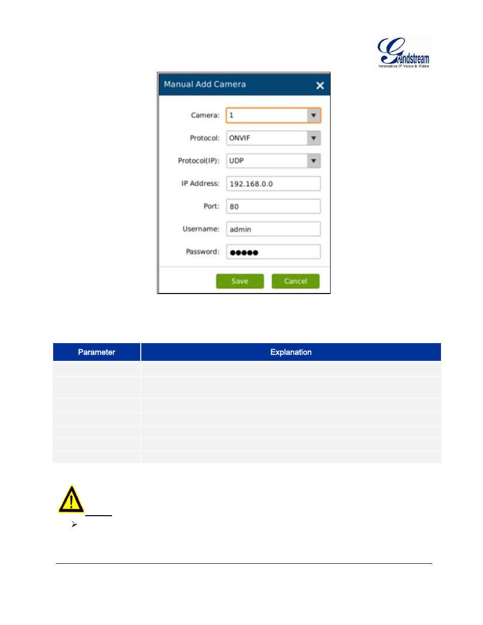 Igure, Gvr3550, Anual | Amera, Able, Arameter, Etting, Xplanation | Grandstream GVR3550 User Manual User Manual | Page 51 / 120