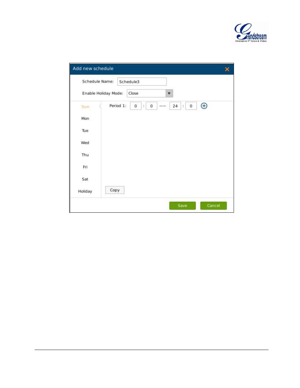 Schedule config, Schedule, Config | Igure, Gvr3550, Chedule | Grandstream GVR3550 User Manual User Manual | Page 57 / 120