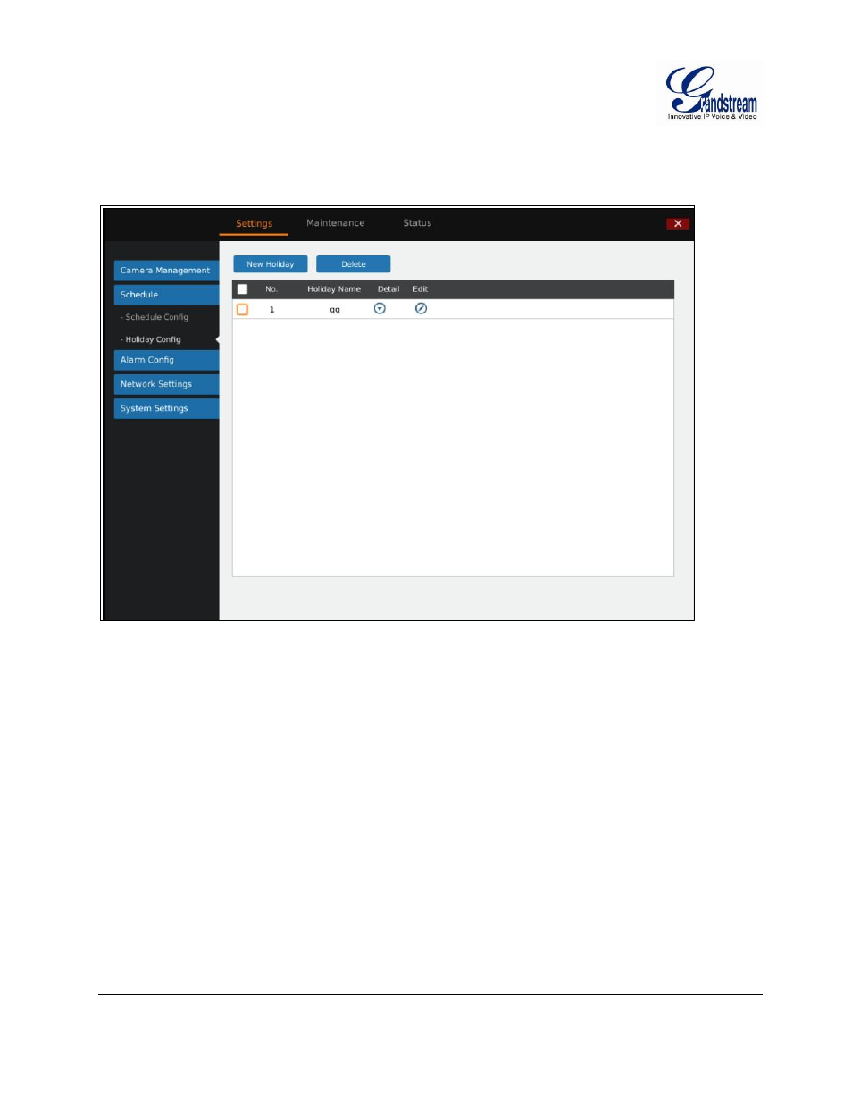 Holiday config, Holiday, Config | Igure, Gvr3550, Oliday, Onfig | Grandstream GVR3550 User Manual User Manual | Page 60 / 120