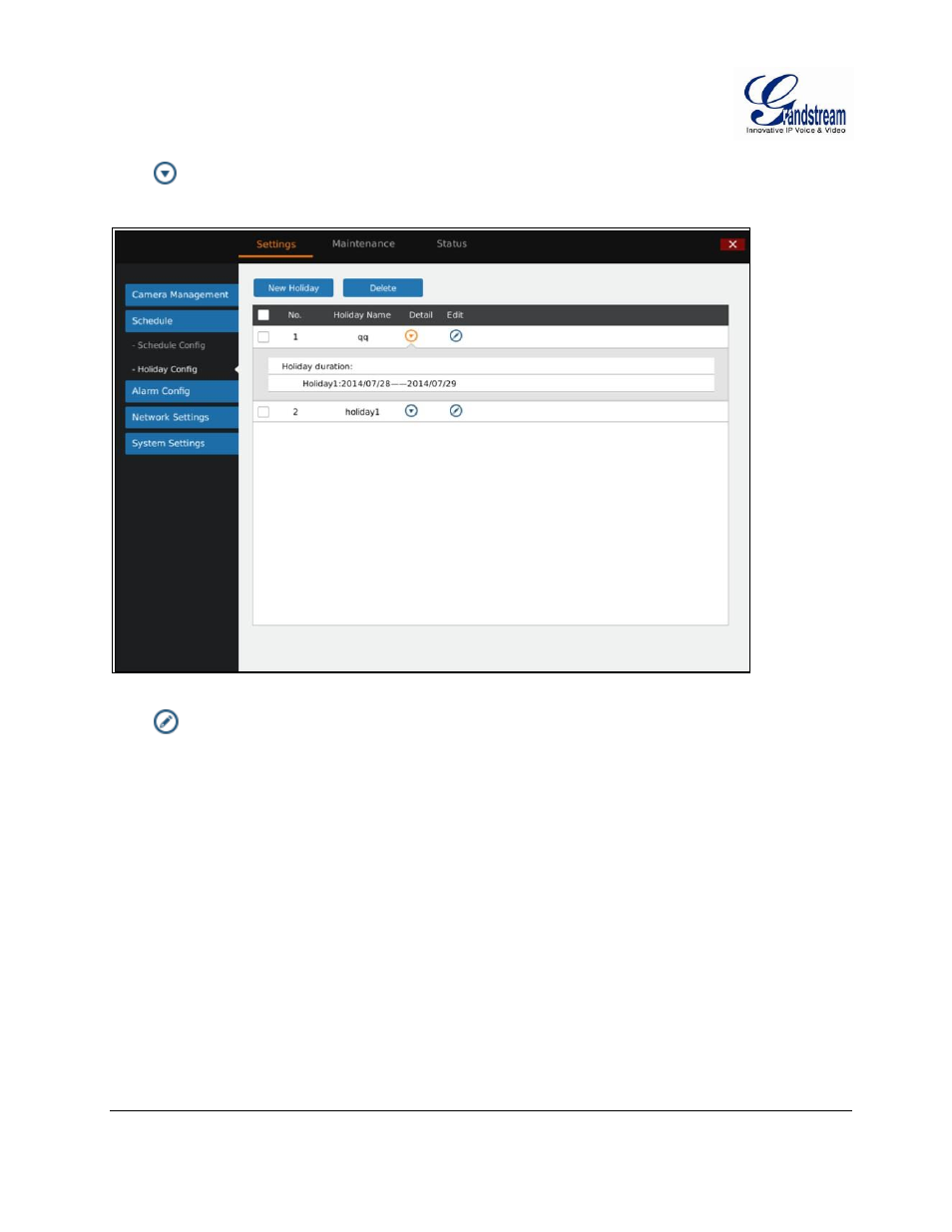 Alarm config, Io) alarm config, Alarm | Config, Igure, Gvr3550, Oliday, Etails | Grandstream GVR3550 User Manual User Manual | Page 62 / 120