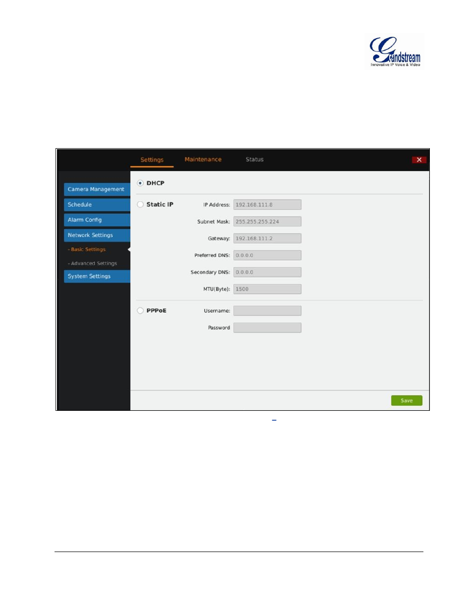 Network settings, Basic settings, Network | Settings, Basic, Igure, Gvr3550, Etwork, Ettings, Asic | Grandstream GVR3550 User Manual User Manual | Page 66 / 120