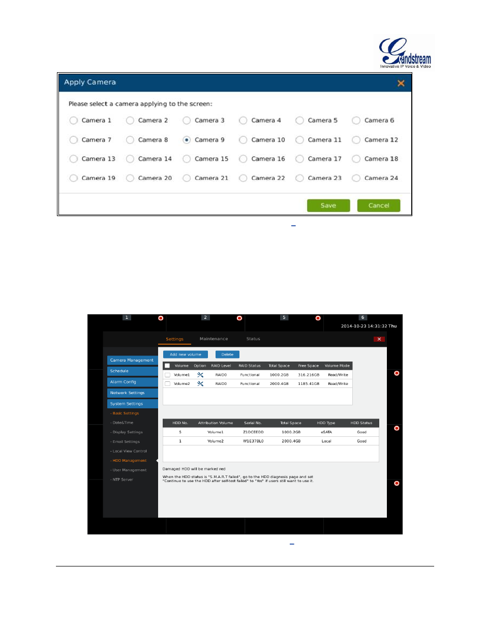 Hdd management, Management, Igure | Gvr3550, Ocal, Ontrol, Pply, Amera, Ystem, Ettings | Grandstream GVR3550 User Manual User Manual | Page 76 / 120
