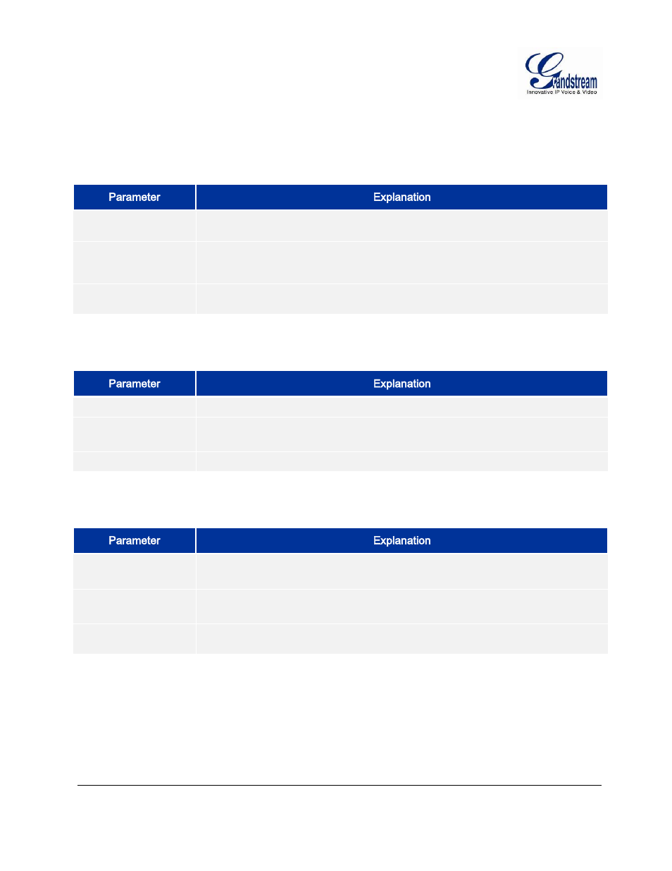 Able, Gvr3550, Olume | Roperty, Arameter, Xplanation, Raid, Anagement | Grandstream GVR3550 User Manual User Manual | Page 78 / 120