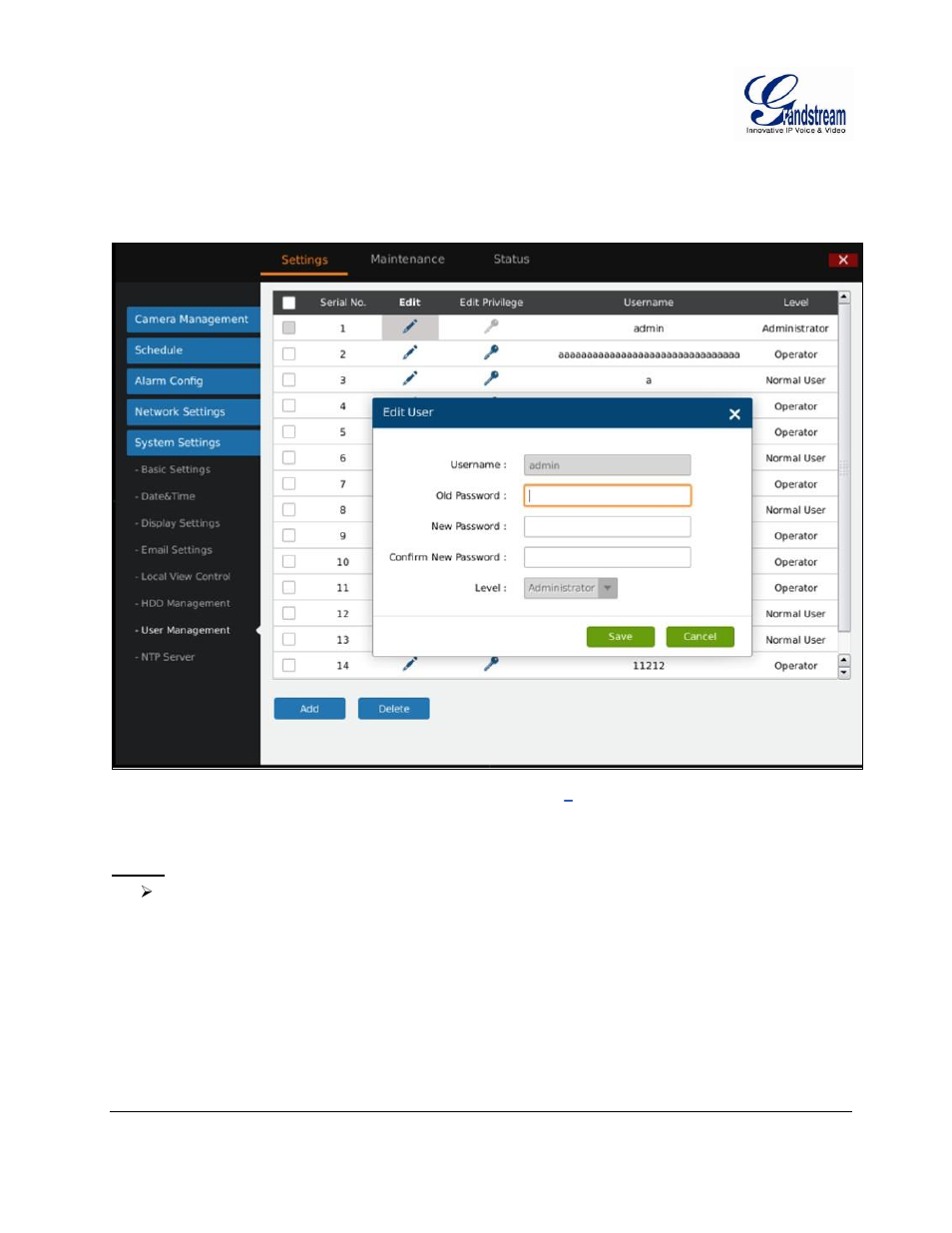 User management, User, Management | Igure, Gvr3550, Ystem, Etting, Anagement | Grandstream GVR3550 User Manual User Manual | Page 79 / 120