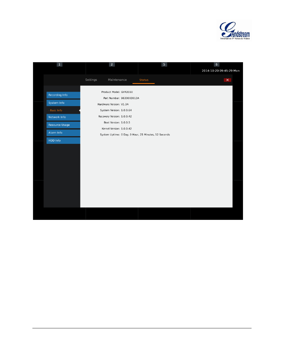System info, System, Info | Igure, Gvr3550, Ystem | Grandstream GVR3550 User Manual User Manual | Page 96 / 120
