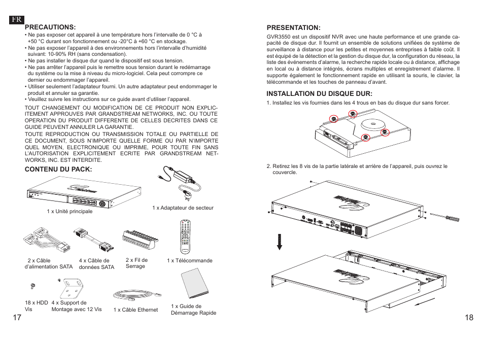 17 18 fr | Grandstream GVR3550 Quick Installation Guide User Manual | Page 11 / 38