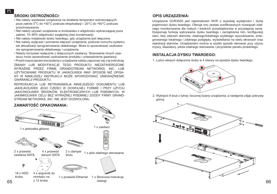 65 66 pl | Grandstream GVR3550 Quick Installation Guide User Manual | Page 35 / 38