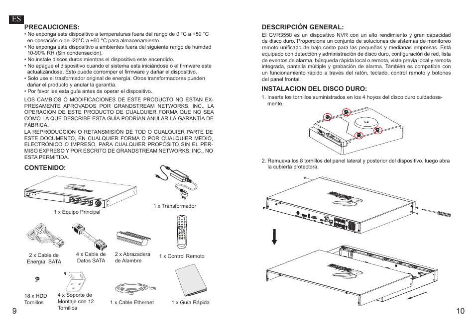 910 es | Grandstream GVR3550 Quick Installation Guide User Manual | Page 7 / 38