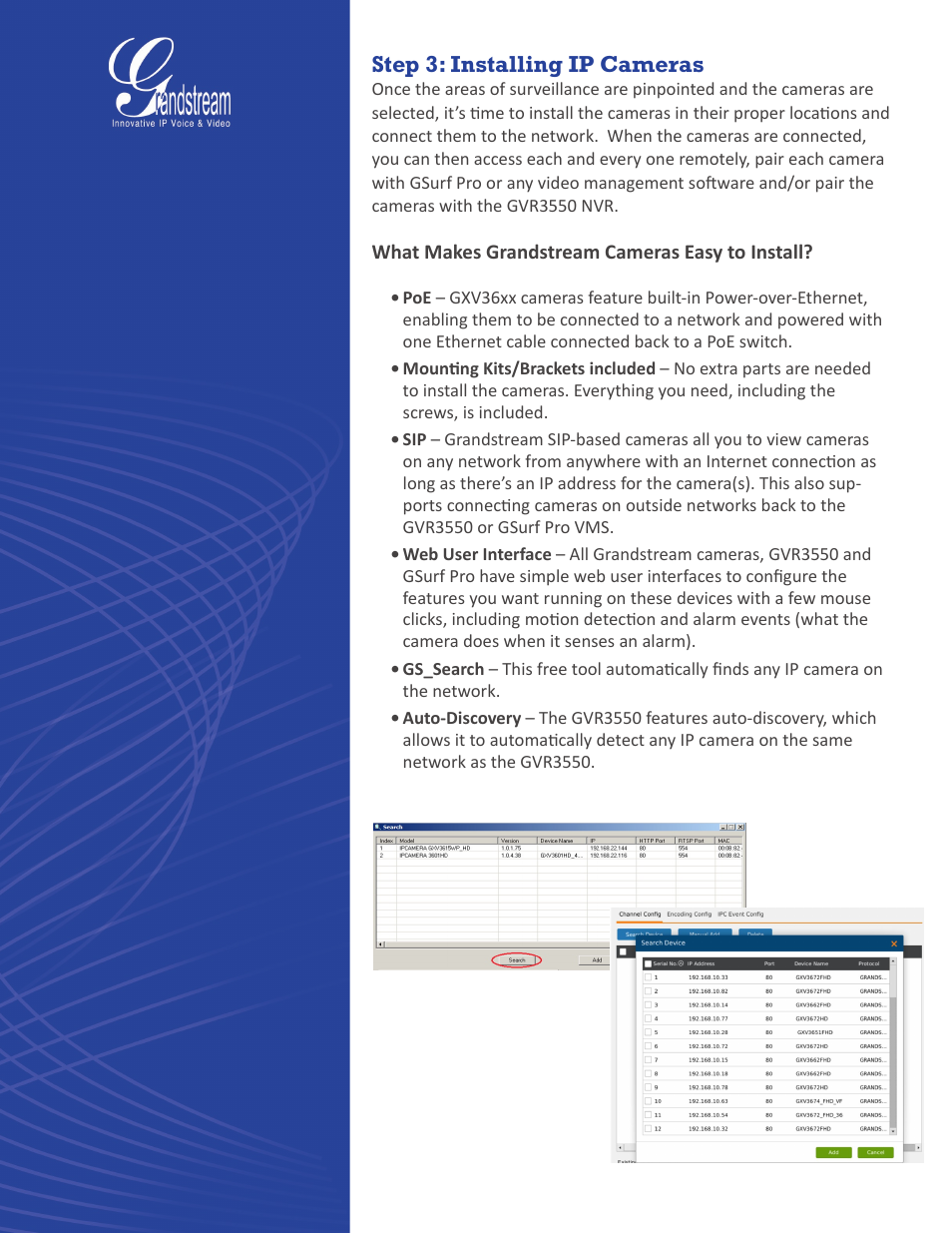 Step 3: installing ip cameras | Grandstream Surveillance Buyer's Guide User Manual | Page 15 / 29