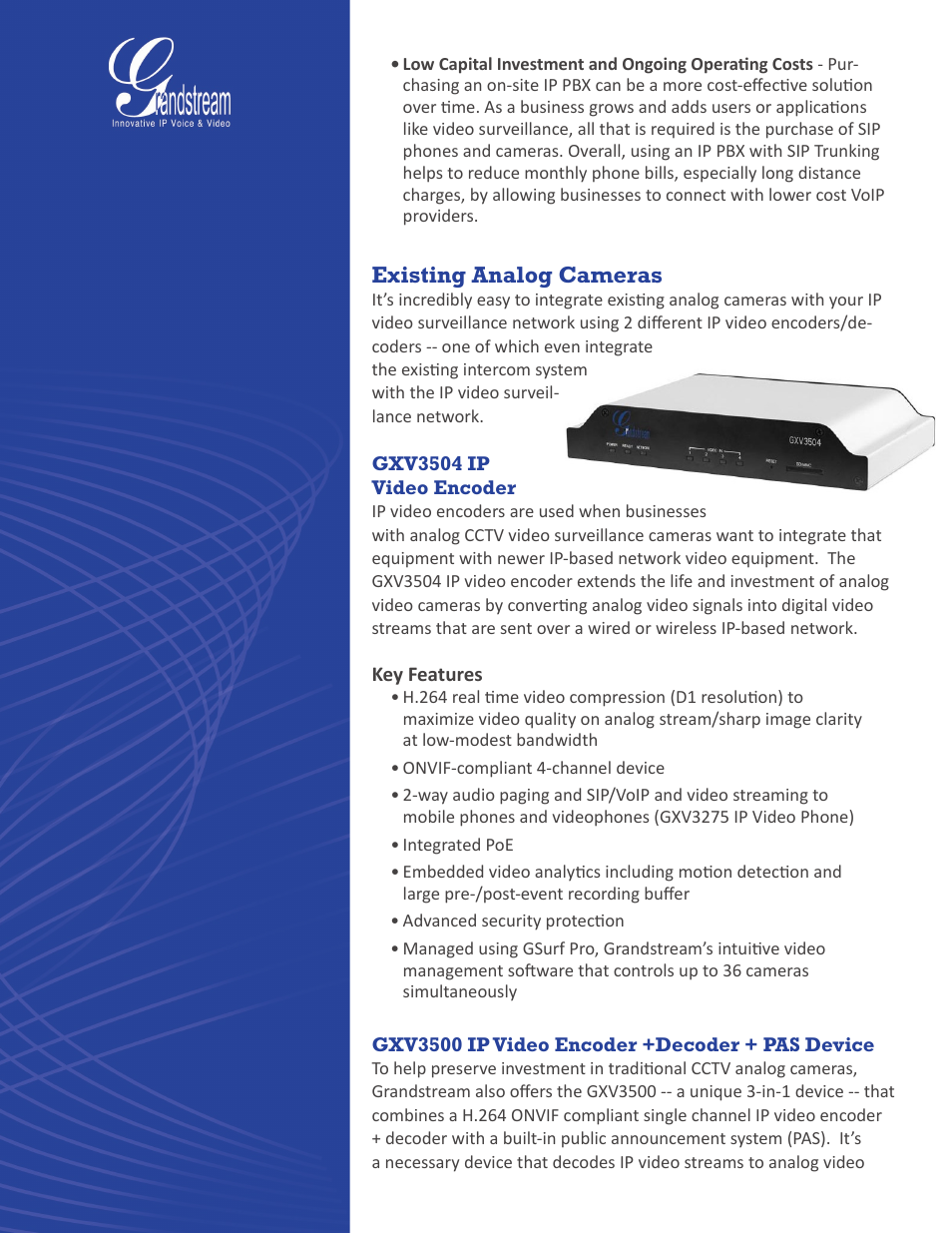Existing analog cameras | Grandstream Surveillance Buyer's Guide User Manual | Page 24 / 29