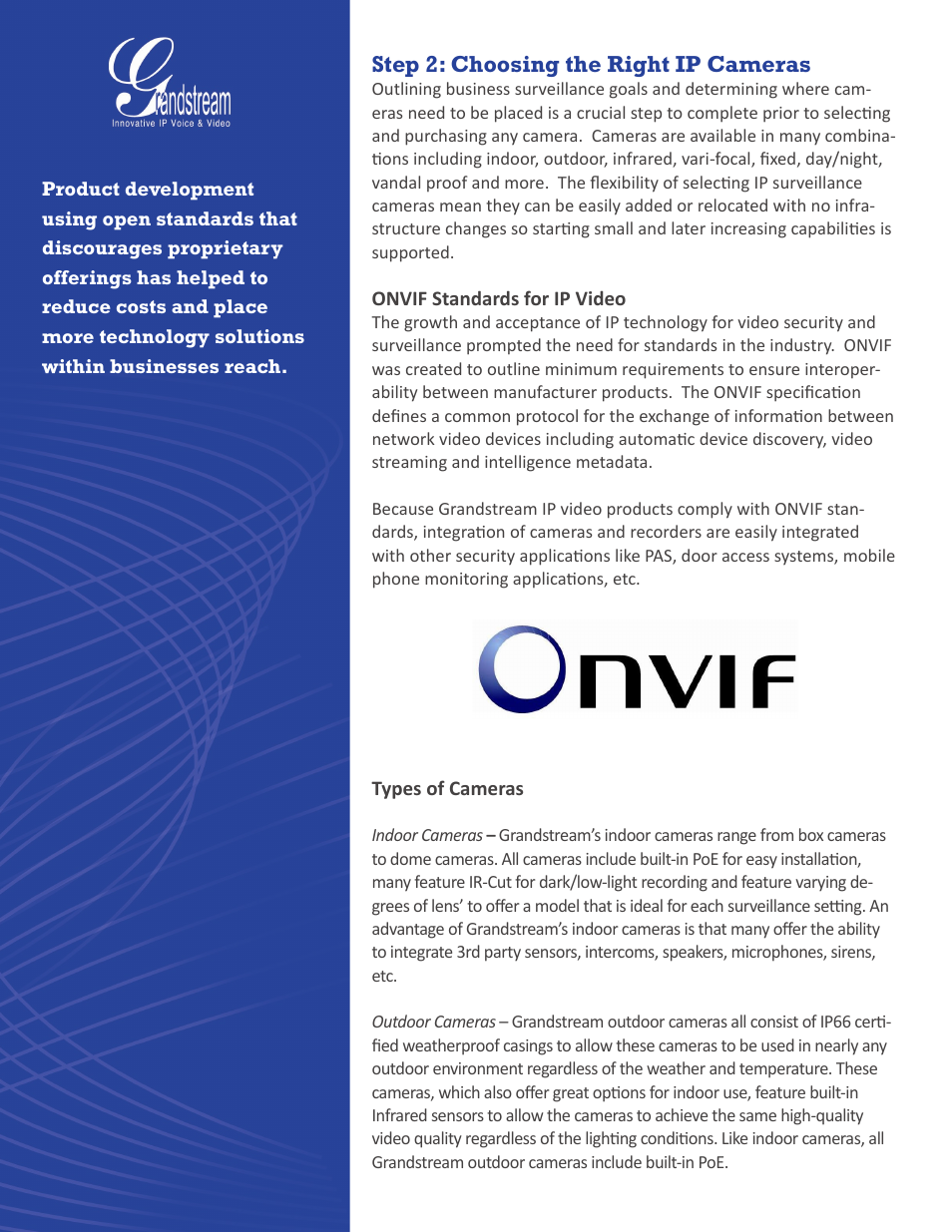 Step 2: choosing the right ip cameras | Grandstream Surveillance Buyer's Guide User Manual | Page 7 / 29