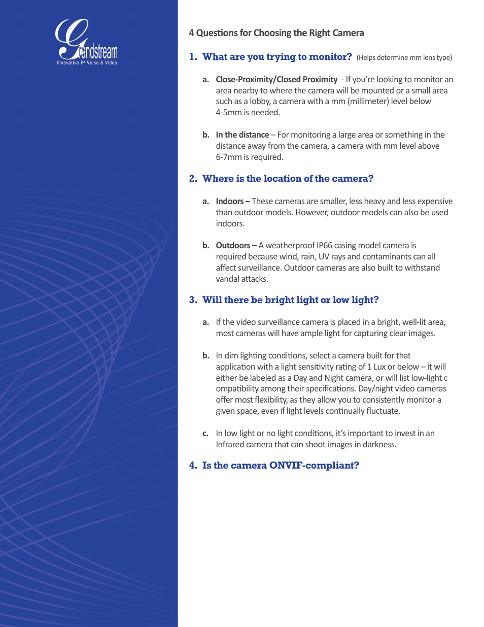 Grandstream Surveillance Buyer's Guide User Manual | Page 8 / 29
