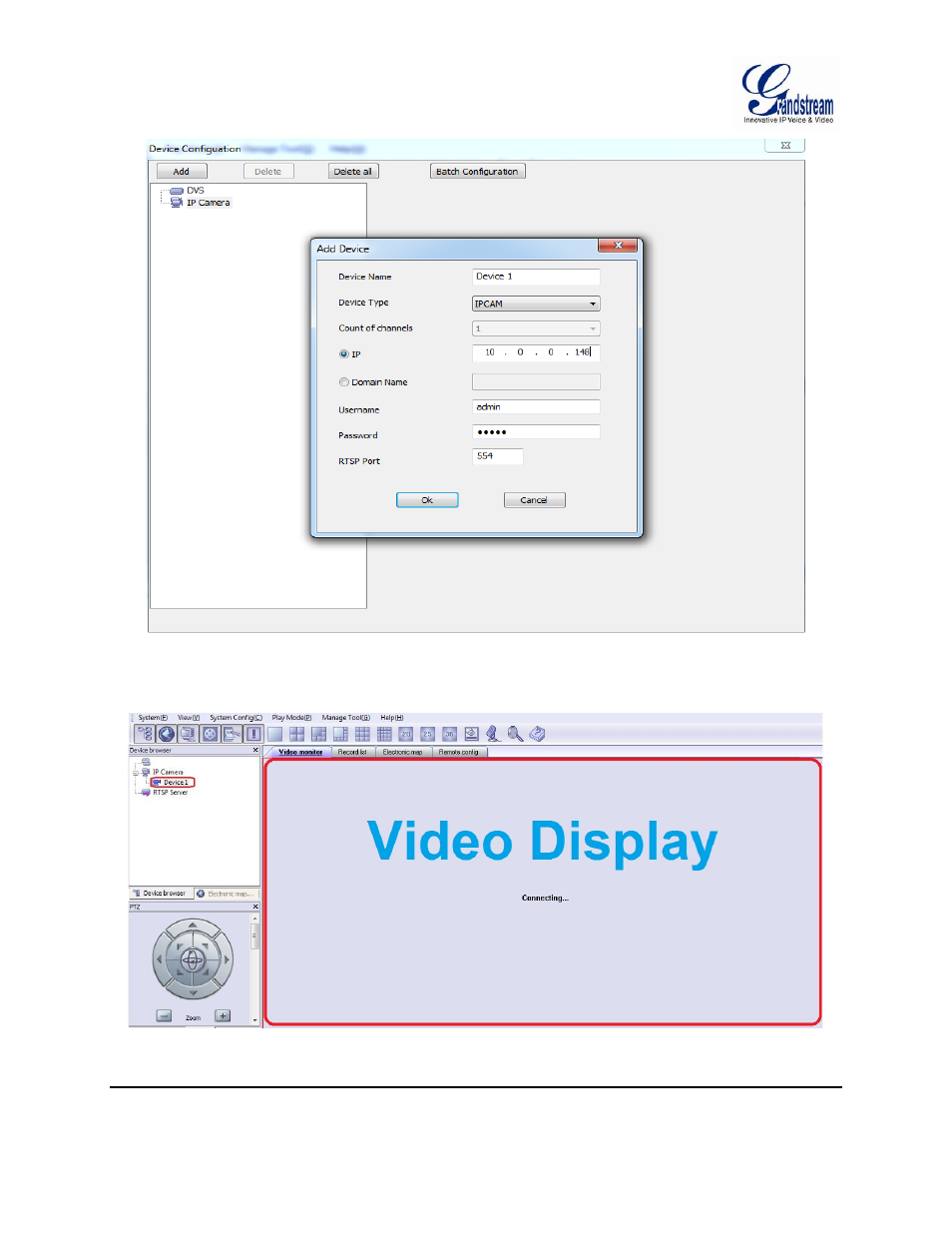 Figure 6: add device, Figure 7: video display after adding device | Grandstream GSurf Pro User Manual User Manual | Page 14 / 45