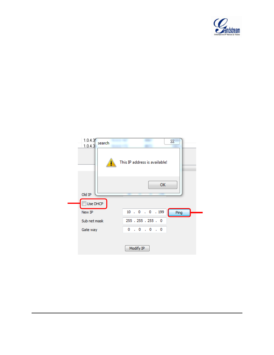 Modify ip, Configure time schedule, Figure 10: gsurf_pro search tool - modify ip | Grandstream GSurf Pro User Manual User Manual | Page 17 / 45