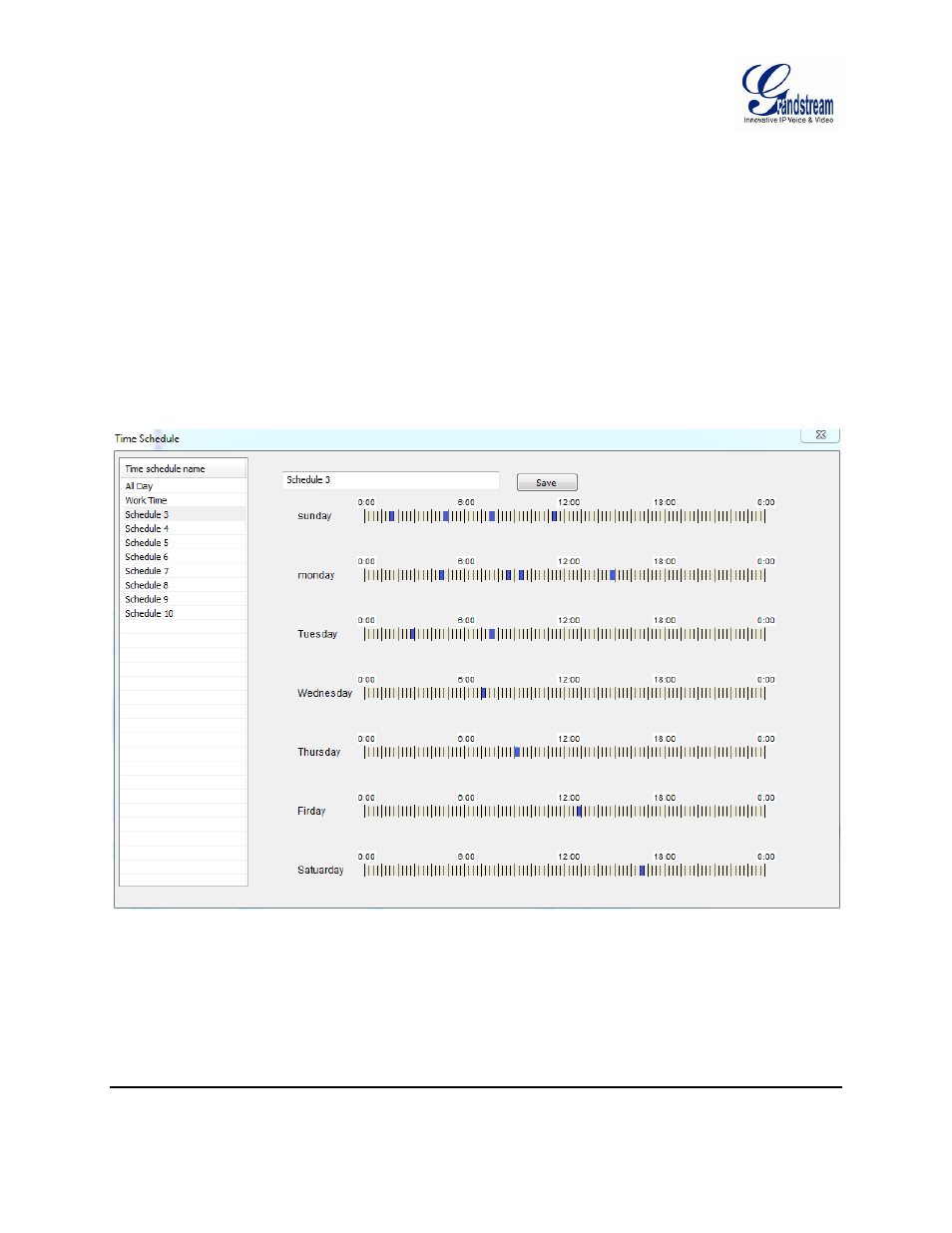 Configure time schedule, Figure 11: gsurf_pro time schedule | Grandstream GSurf Pro User Manual User Manual | Page 18 / 45