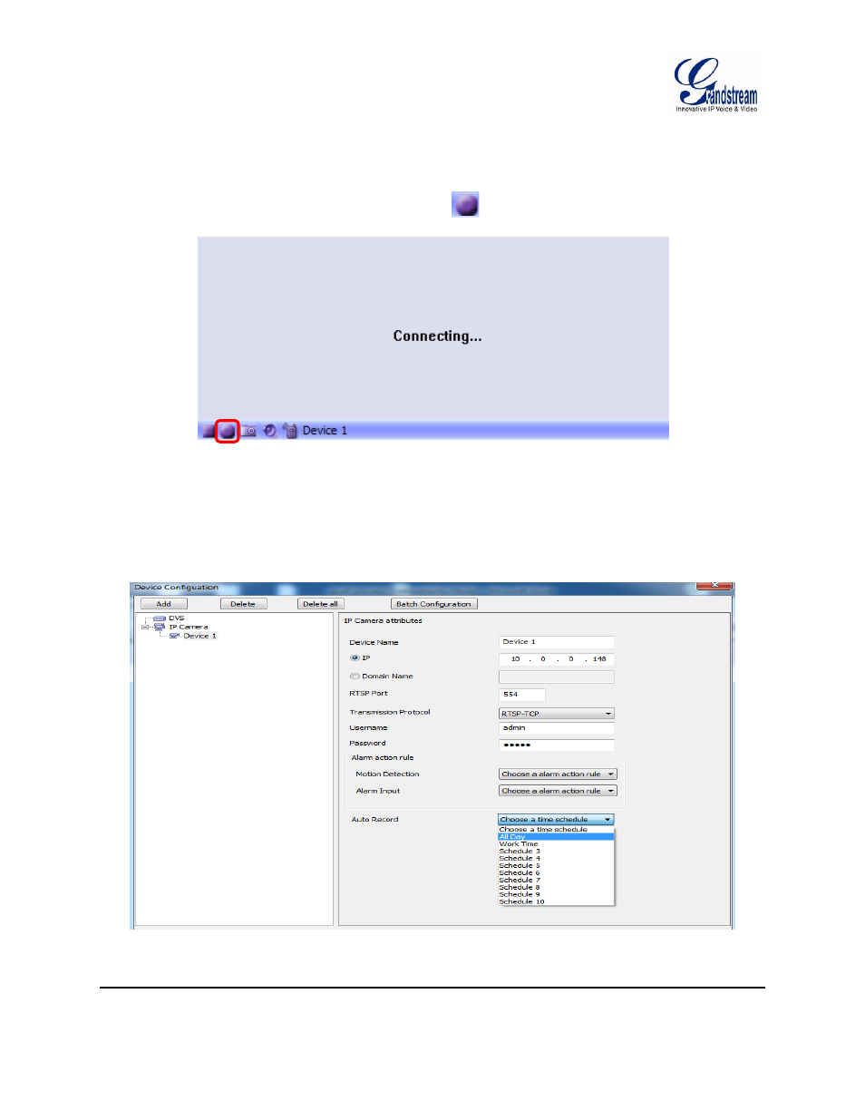 Record configuration, Manual record, Automatic record | Figure 17: manual record, Figure 18: automatic record | Grandstream GSurf Pro User Manual User Manual | Page 24 / 45