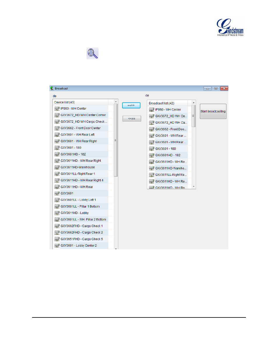 Broadcast, Synchronize device time, Figure 25: broadcast | Grandstream GSurf Pro User Manual User Manual | Page 32 / 45