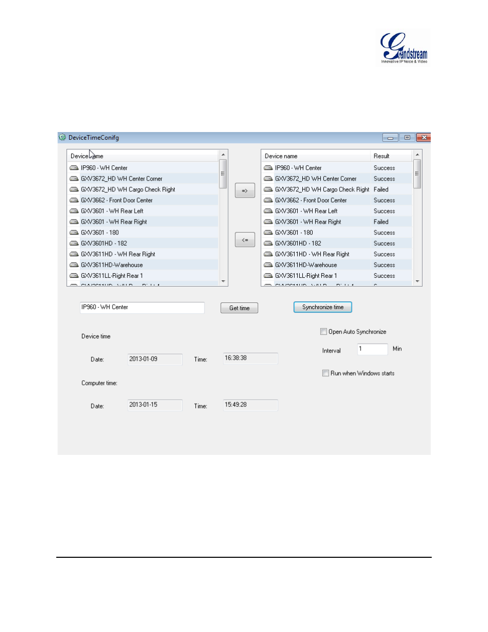 Synchronize device time, Convert video format, Figure 26: device time configuration | Grandstream GSurf Pro User Manual User Manual | Page 33 / 45