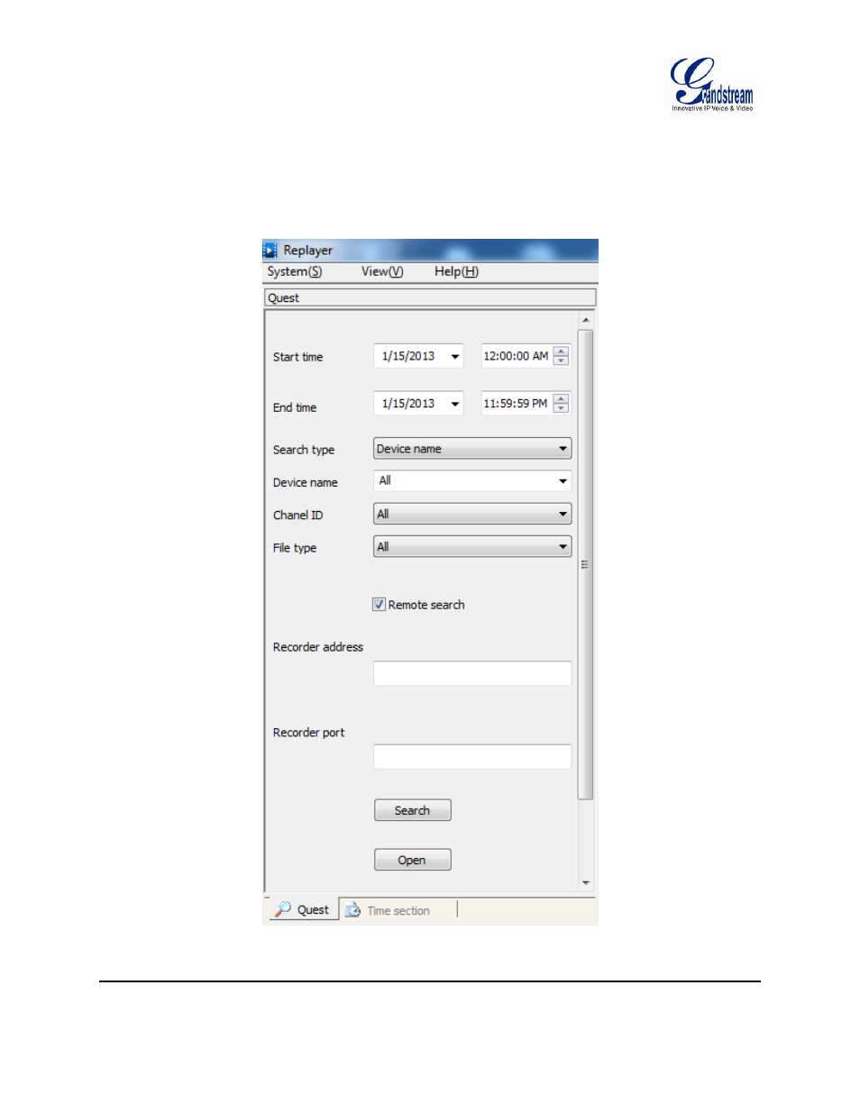 Client side, Figure 35: replayer remote search | Grandstream GSurf Pro User Manual User Manual | Page 41 / 45