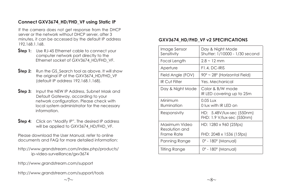 Grandstream GXV3674 v2 Quick Installation Guide User Manual | Page 6 / 38