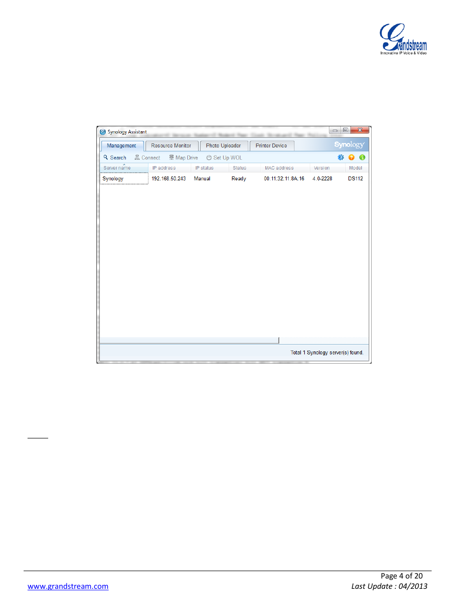 Access synology surveillance station, Ccess, Ynology | Urveillance, Tation | Grandstream Synology User Manual | Page 4 / 20