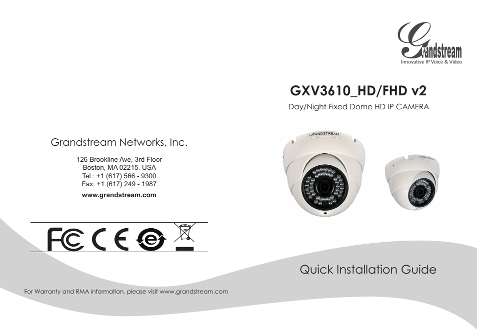 Grandstream GXV3610 v2 Series Quick Installation Guide User Manual | 47 pages