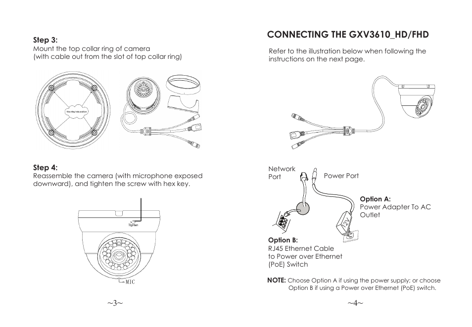 Connecting the gxv3610_hd/fhd | Grandstream GXV3610 v2 Series Quick Installation Guide User Manual | Page 4 / 47