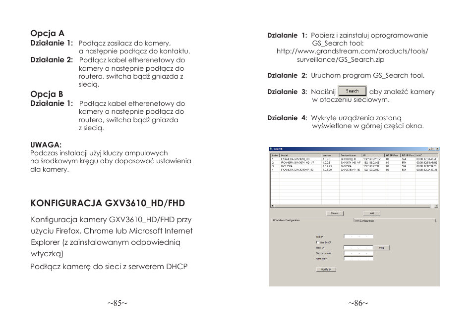 Konfiguracja gxv3610_hd/fhd | Grandstream GXV3610 v2 Series Quick Installation Guide User Manual | Page 45 / 47