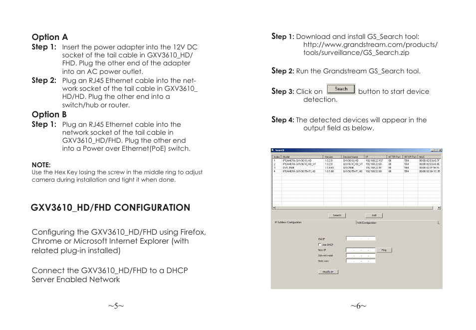 Gxv3610_hd/fhd configuration | Grandstream GXV3610 v2 Series Quick Installation Guide User Manual | Page 5 / 47