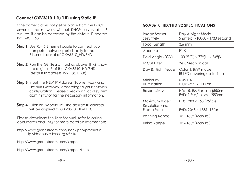 Grandstream GXV3610 v2 Series Quick Installation Guide User Manual | Page 7 / 47