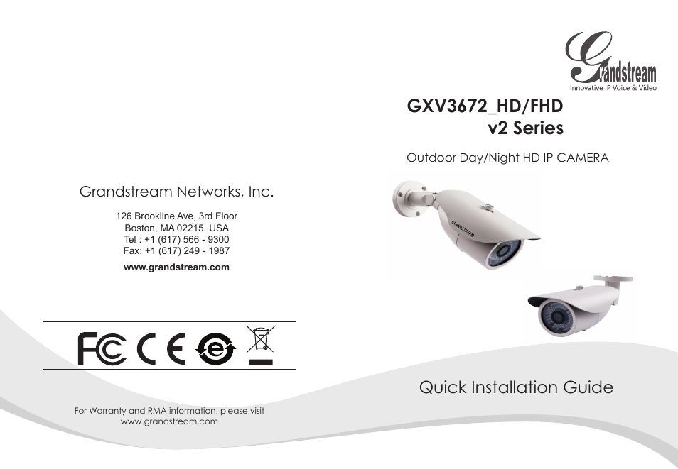Grandstream GXV3672_HD Quick Installation Guide User Manual | 38 pages