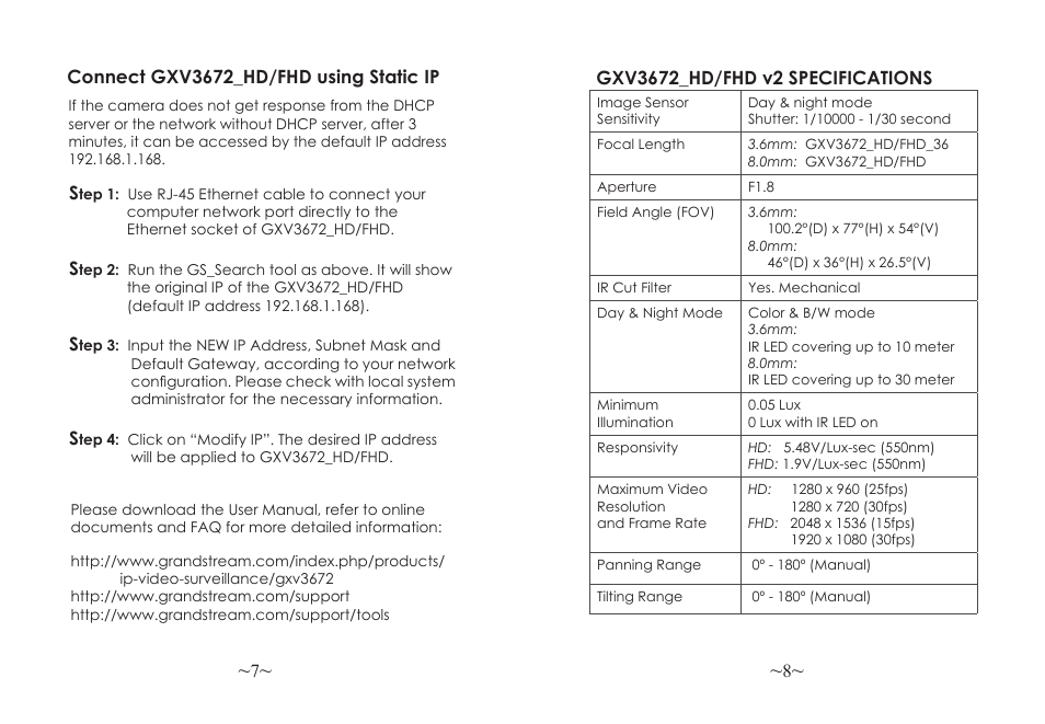 Grandstream GXV3672_HD Quick Installation Guide User Manual | Page 6 / 38