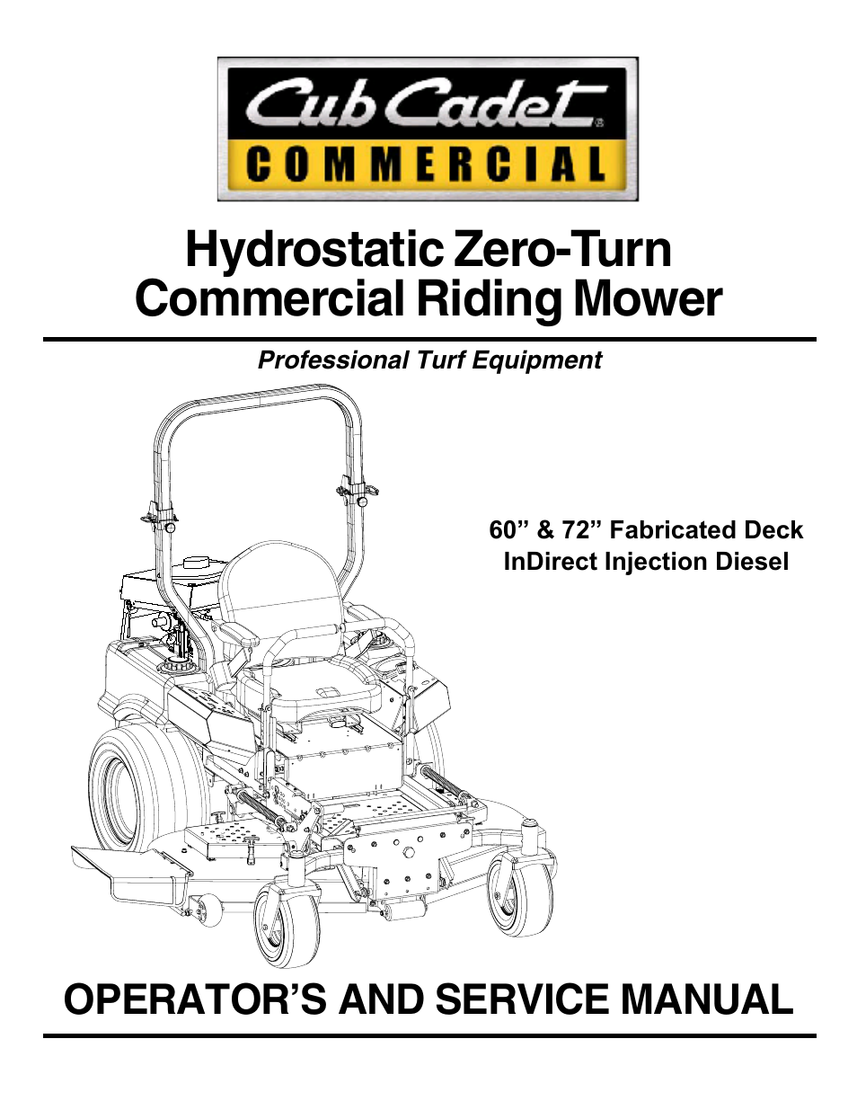 Cub Cadet Zero-Turn Commercial Riding Mower Professional Turf Equipment User Manual | 36 pages