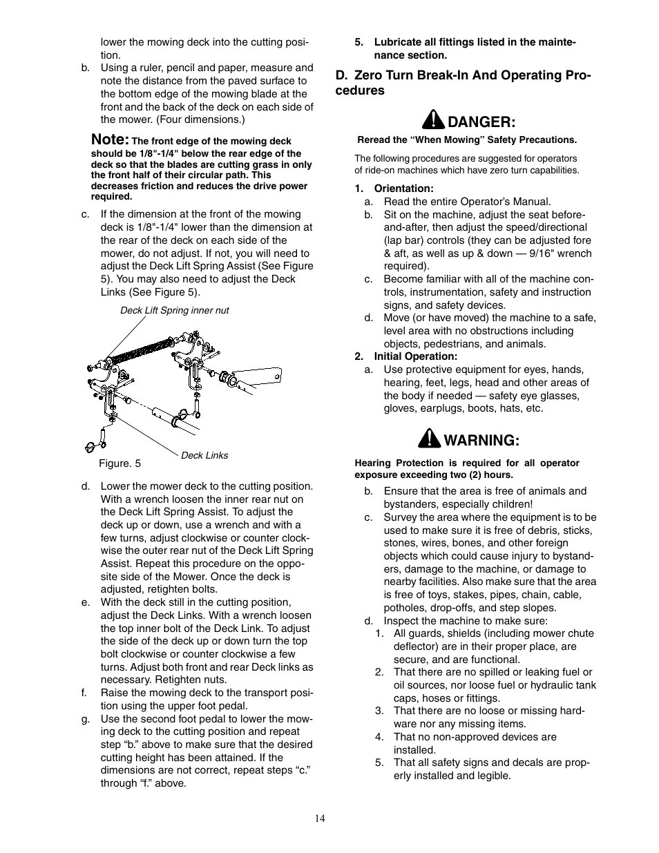 Danger, Warning | Cub Cadet Zero-Turn Commercial Riding Mower Professional Turf Equipment User Manual | Page 14 / 36