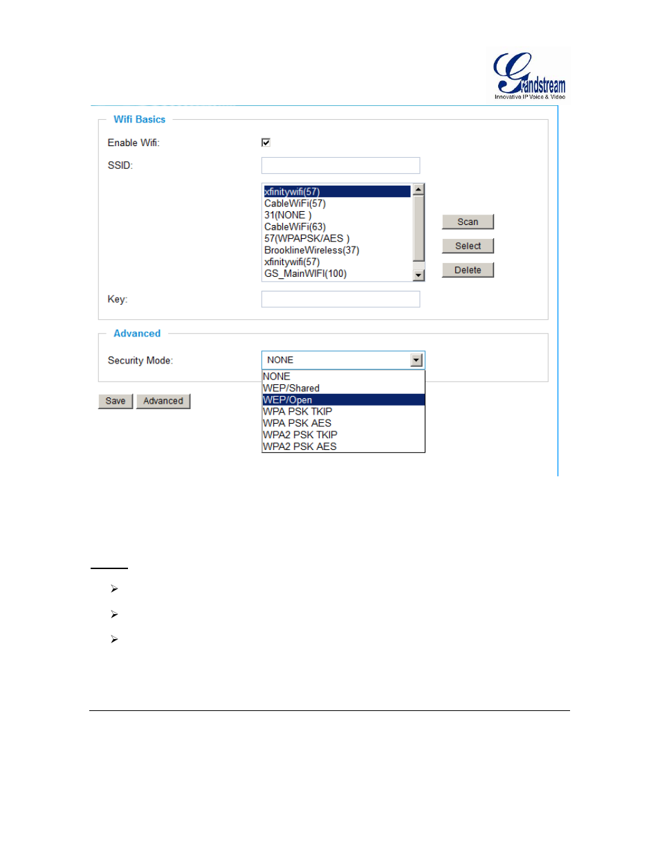 Igure, Etworking, Etting | Figure 6-2: wi-fi networking setting page | Grandstream GXV3601 Series IP Camera User Manual User Manual | Page 28 / 59