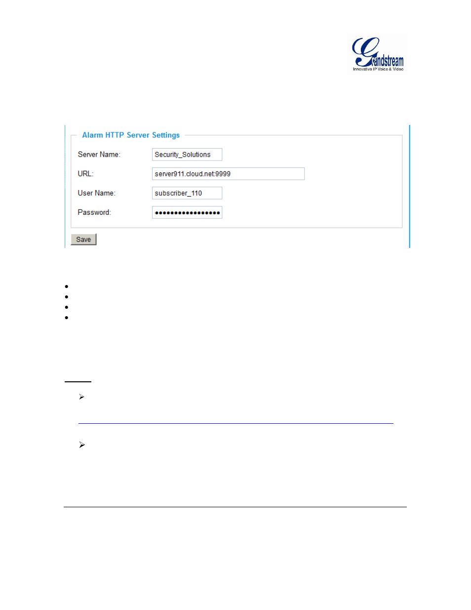Larm, Vent, Igure | Http, Erver, Etting, Alarm server settings page | Grandstream GXV3601 Series IP Camera User Manual User Manual | Page 41 / 59