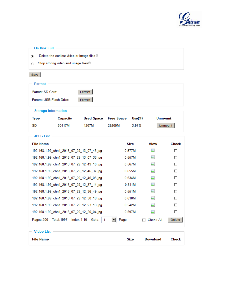Torage, Etting, Card | Anagement, Igure | Grandstream GXV3601 Series IP Camera User Manual User Manual | Page 51 / 59