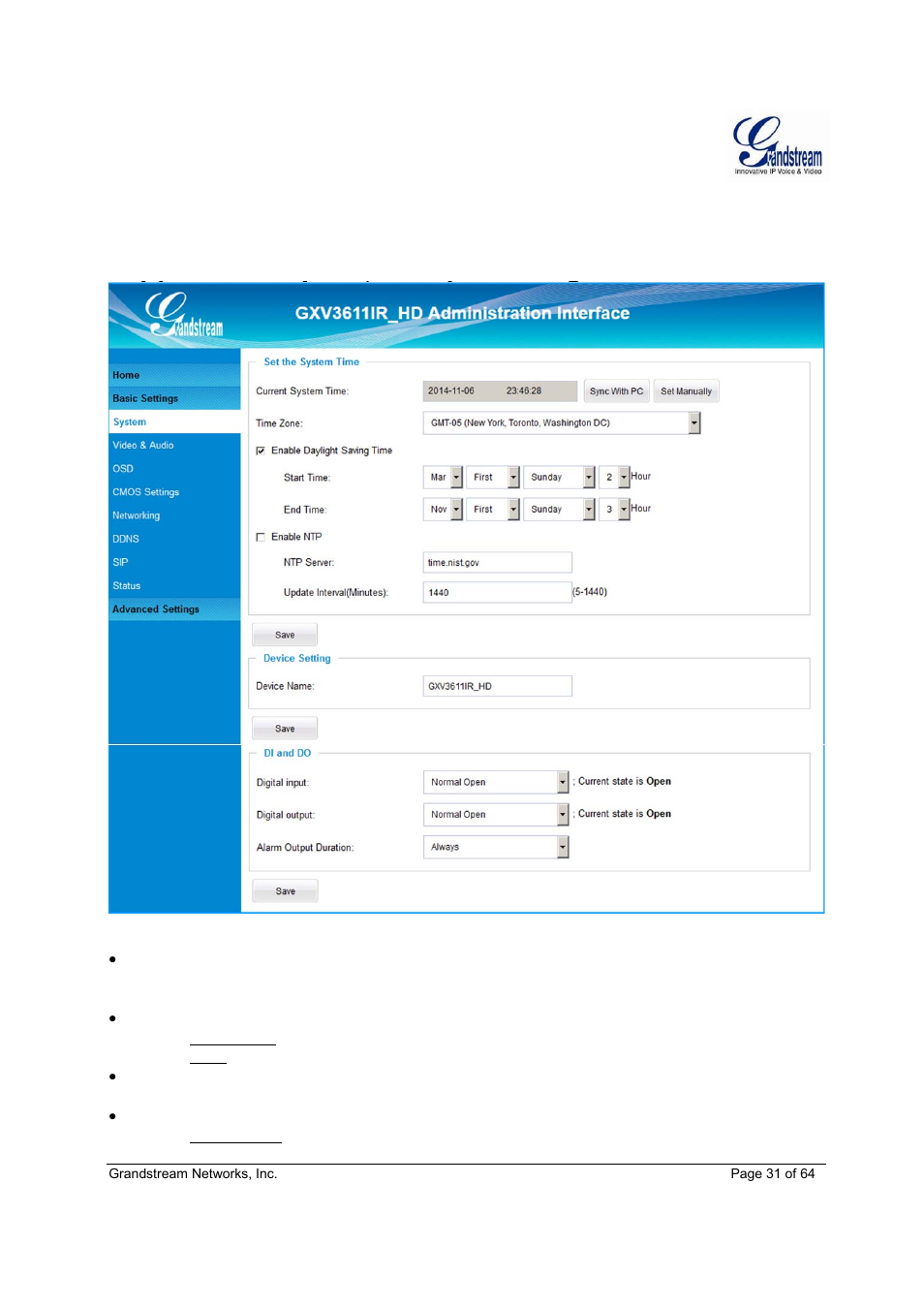 Grandstream GXV3611IR HD User Manual User Manual | Page 31 / 64