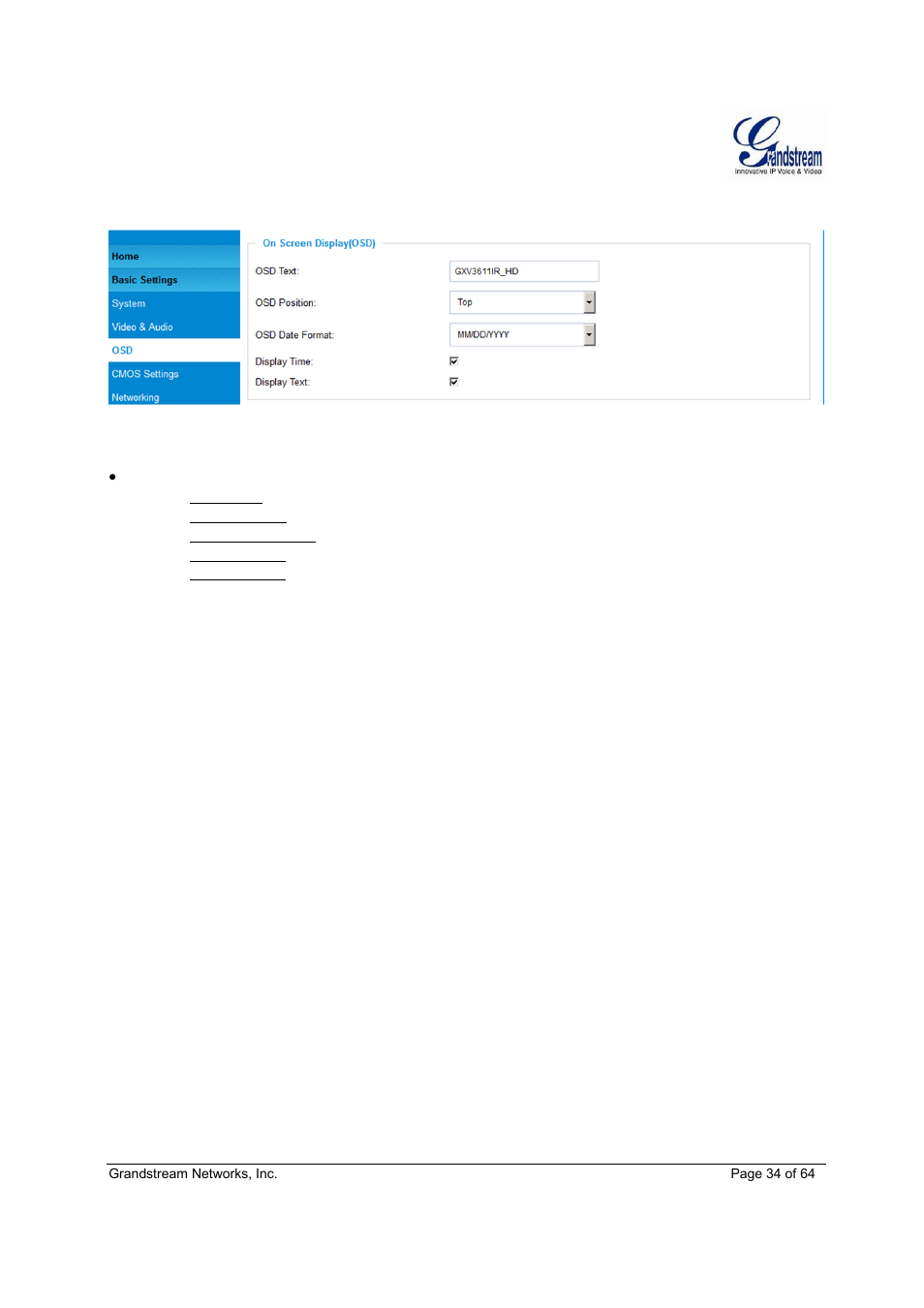 Grandstream GXV3611IR HD User Manual User Manual | Page 34 / 64