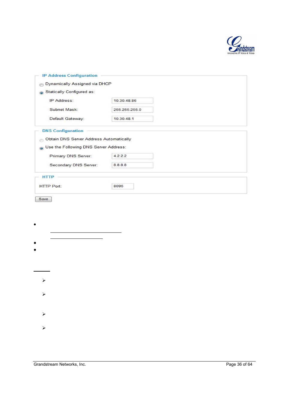 Grandstream GXV3611IR HD User Manual User Manual | Page 36 / 64