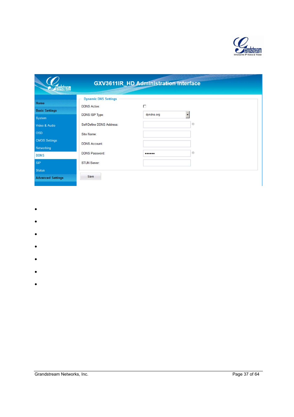 Grandstream GXV3611IR HD User Manual User Manual | Page 37 / 64