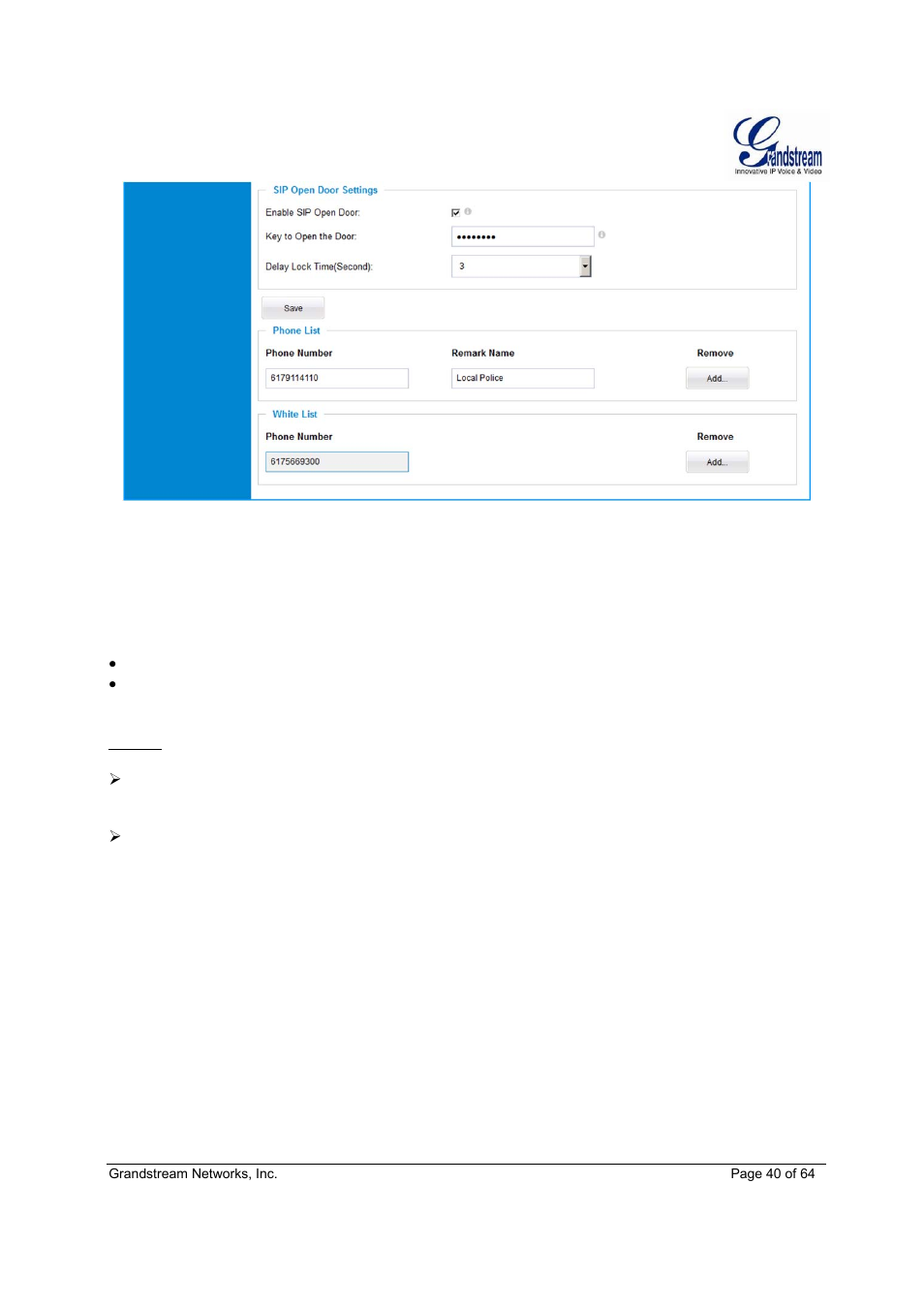 Grandstream GXV3611IR HD User Manual User Manual | Page 40 / 64