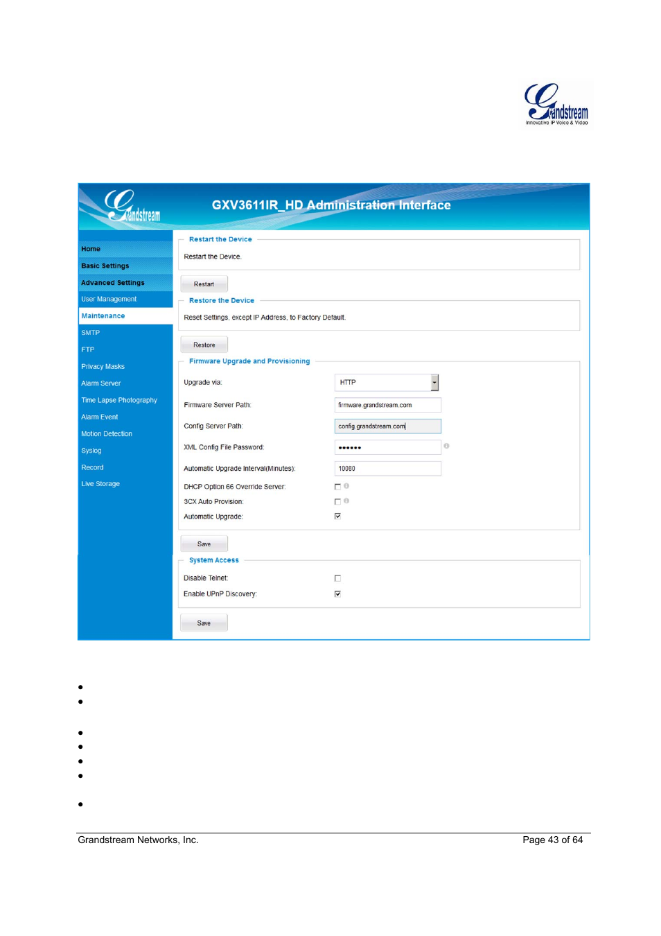 Grandstream GXV3611IR HD User Manual User Manual | Page 43 / 64