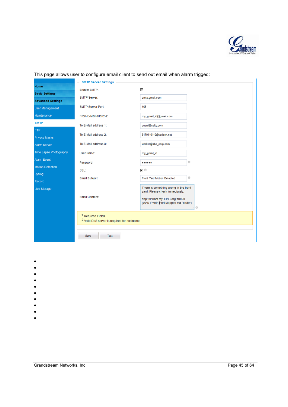 Grandstream GXV3611IR HD User Manual User Manual | Page 45 / 64