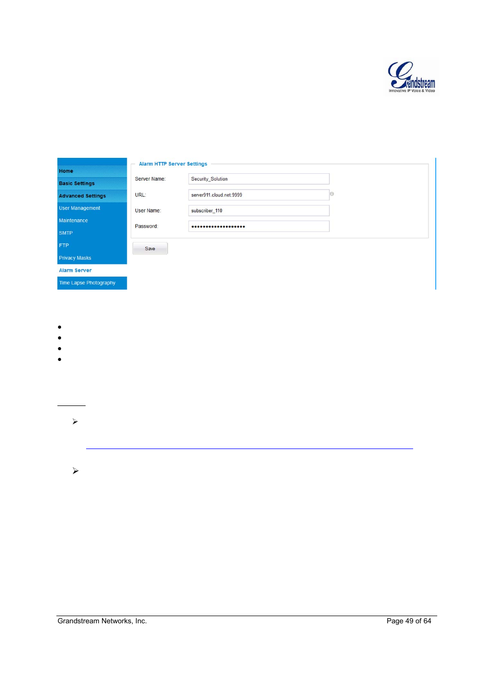 Grandstream GXV3611IR HD User Manual User Manual | Page 49 / 64