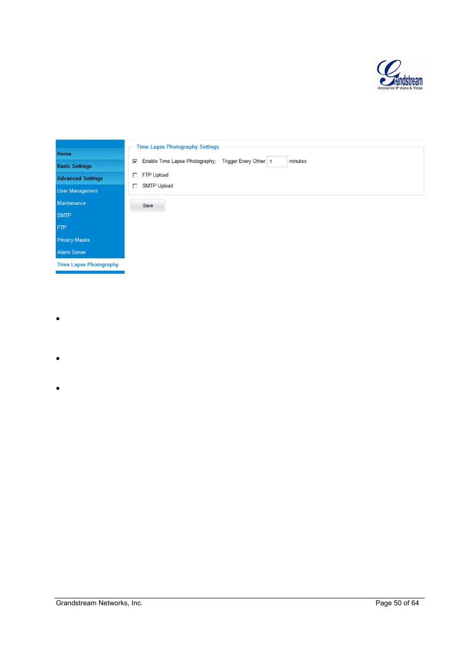 Grandstream GXV3611IR HD User Manual User Manual | Page 50 / 64