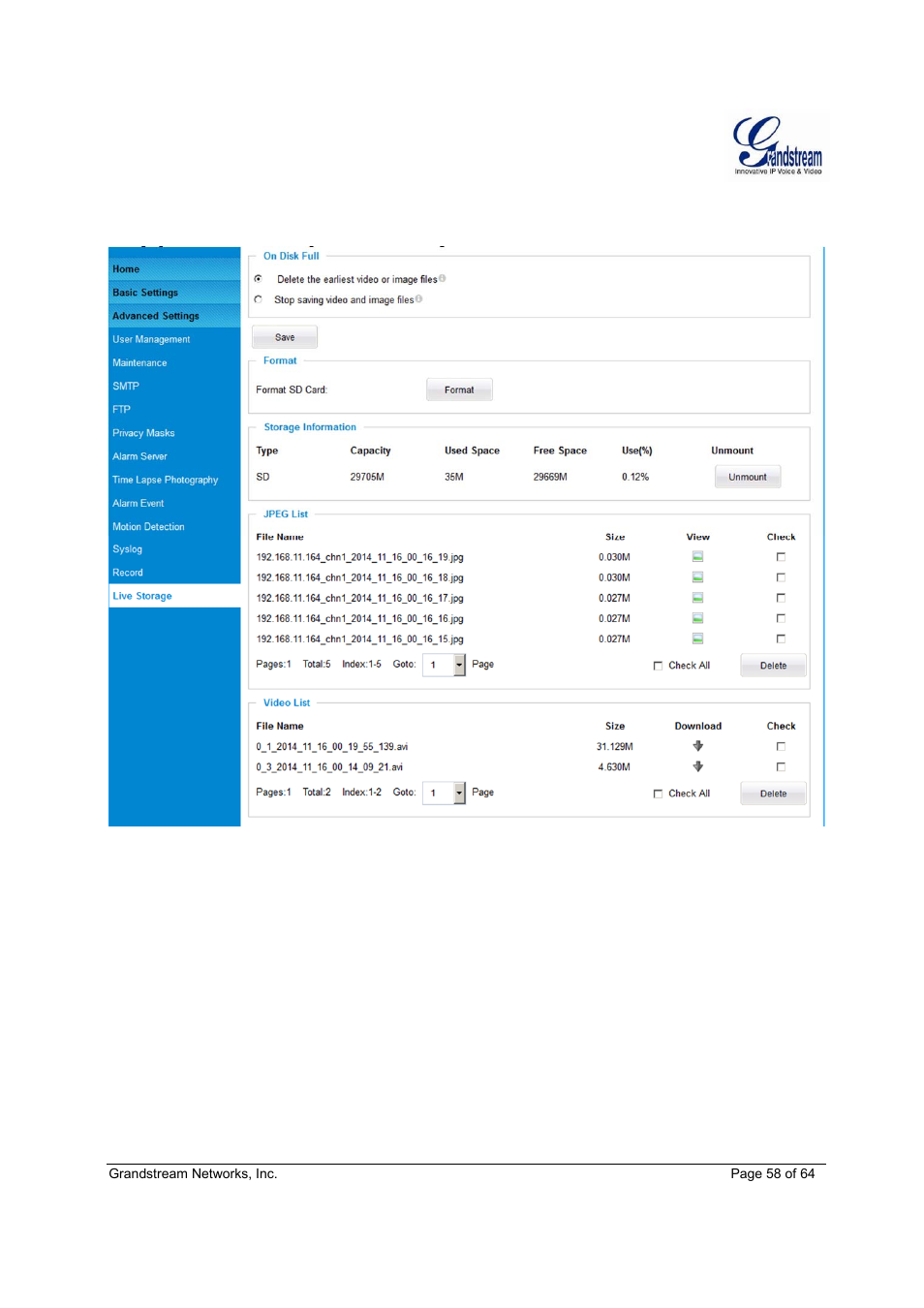 Grandstream GXV3611IR HD User Manual User Manual | Page 58 / 64