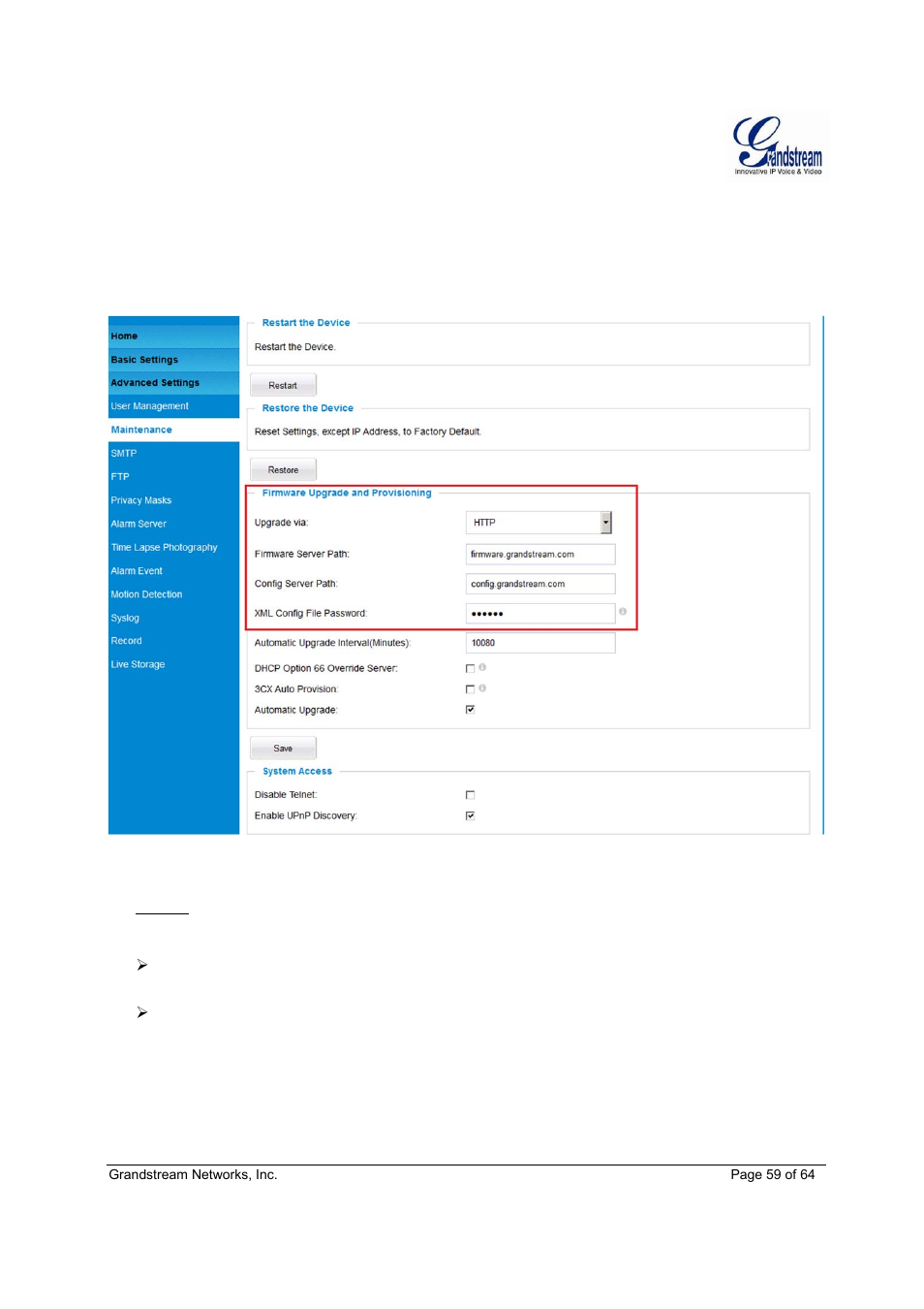 Grandstream GXV3611IR HD User Manual User Manual | Page 59 / 64