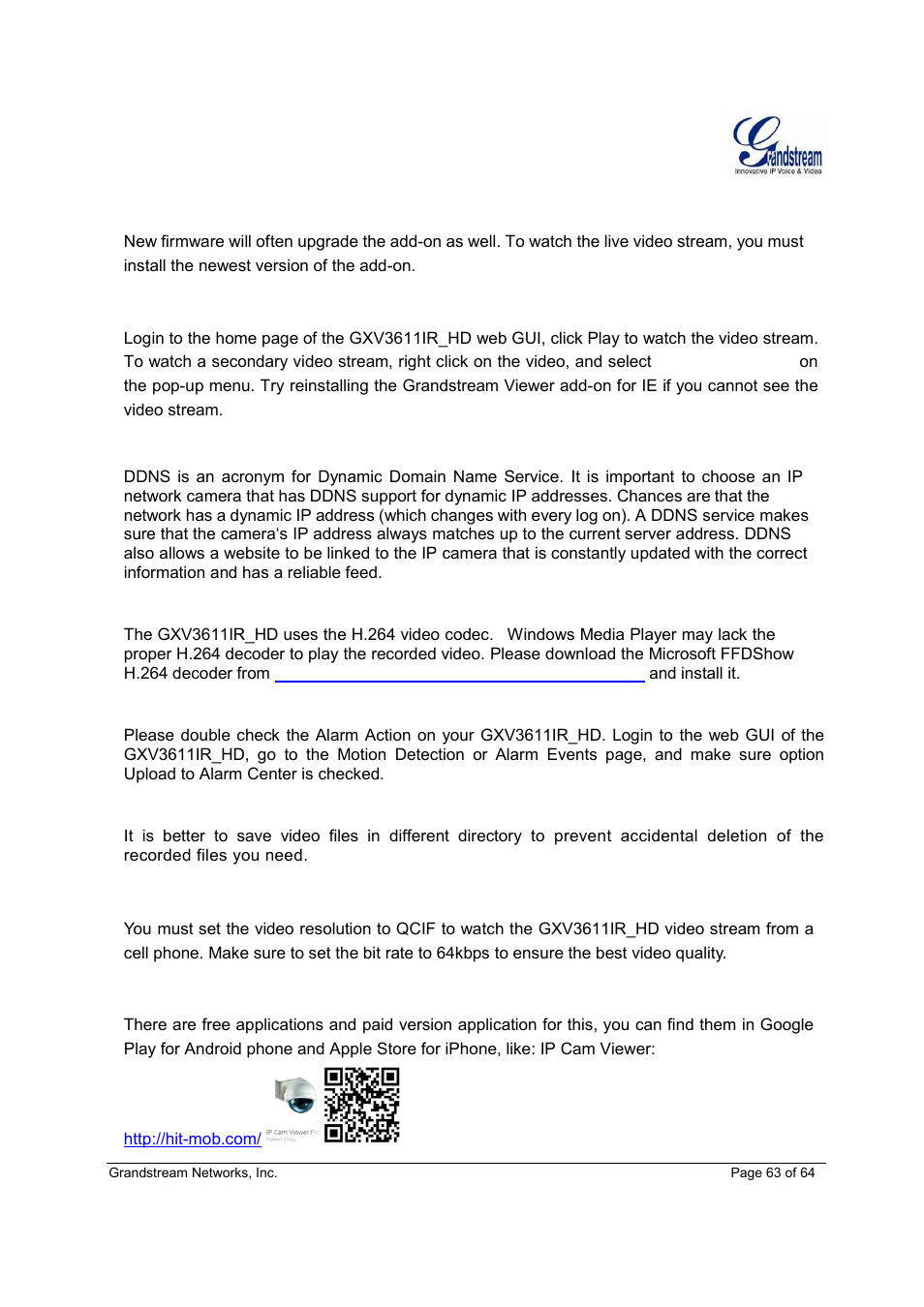 Grandstream GXV3611IR HD User Manual User Manual | Page 63 / 64