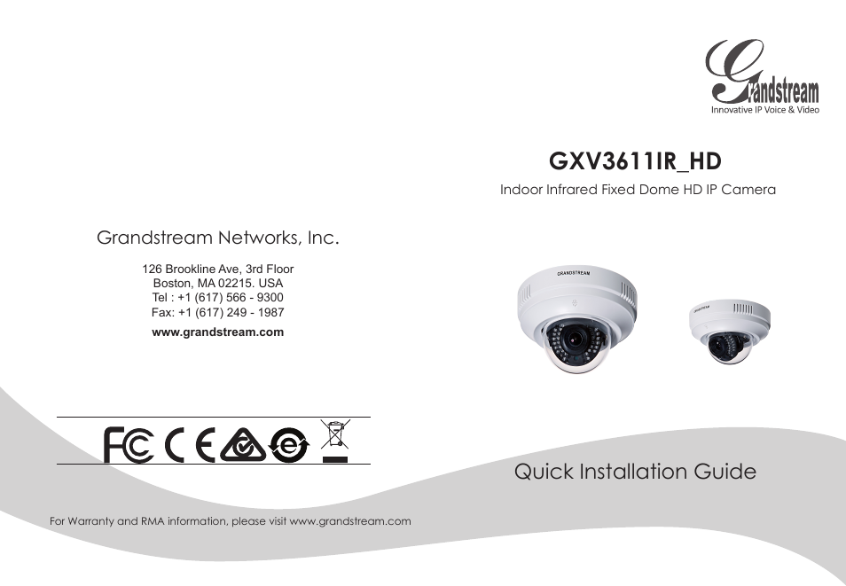 Grandstream GXV3611IR HD Quick Installation Guide User Manual | 47 pages